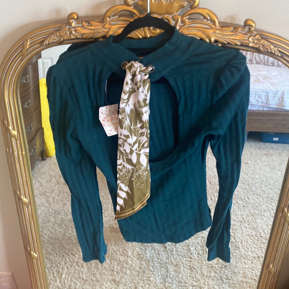 Free People Long Sleeve Ribbon Tie Open Back top
